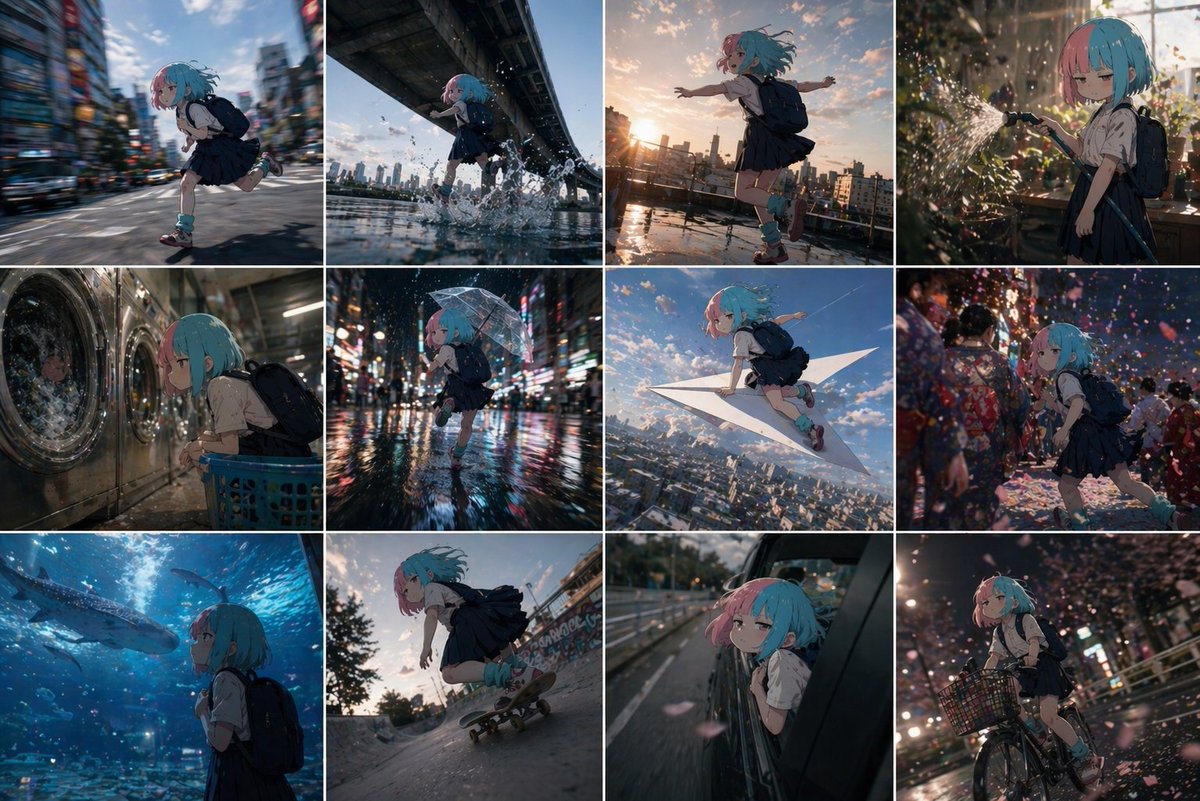 2D Anime Character Grid