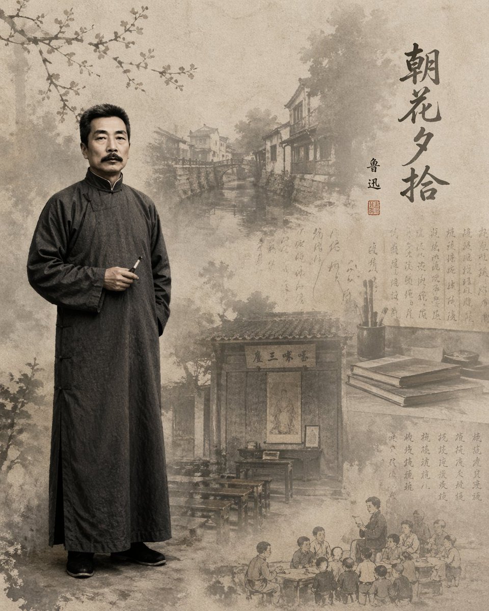 Lu Xun Dawn Blossoms Illustration