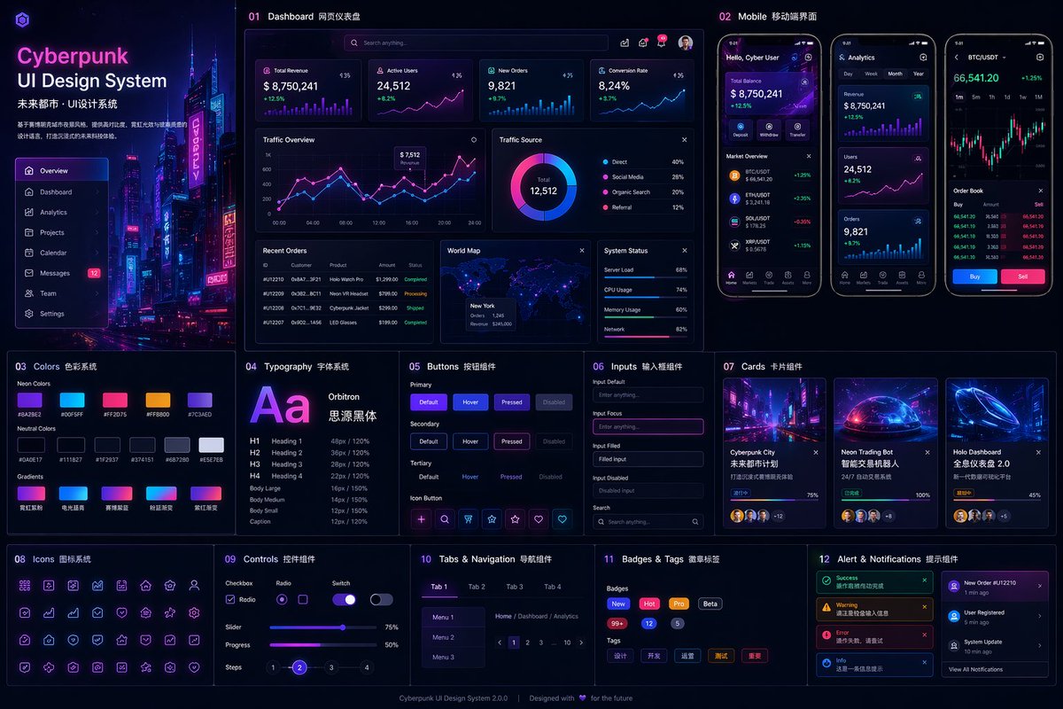 Cyberpunk Neon UI System